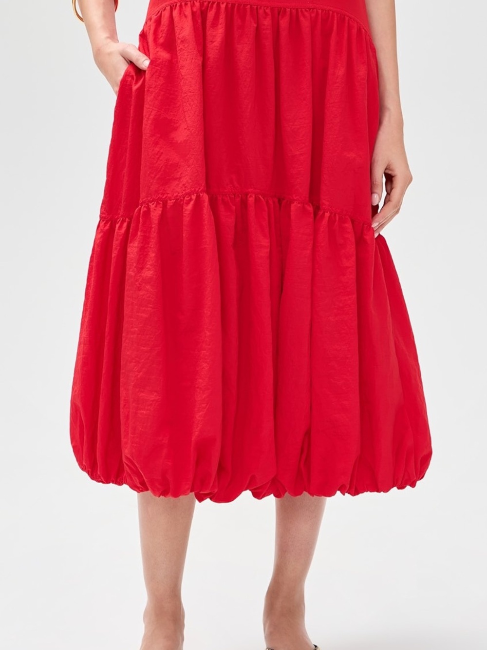 NWT Cinq à Sept Red Blythe Tiered Maxi Bubble Skirt - size 4 - Picture 3 of 13